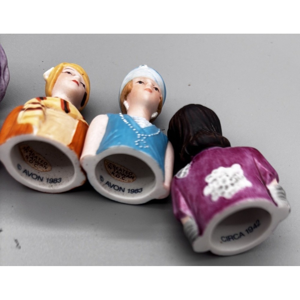 Vintage Avon 7 Ladies of American Fashion Porcelain Thimble Set Circa. 1980s - Picture 7 of 10
